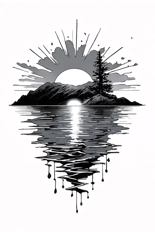 sunset background tattoo design idea