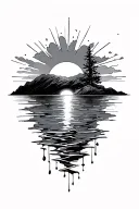 sunset background tattoo design idea