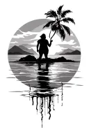 sunset background tattoo design idea