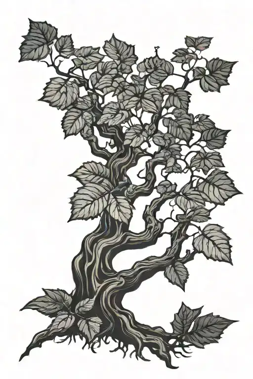 dead poison oak tree with shadows projected tattoo design idea