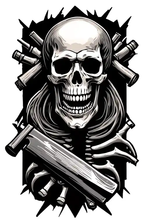 carpenter skeleton tattoo design idea