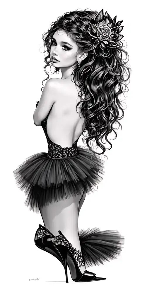 fairy tutu stilettos tattoo design idea