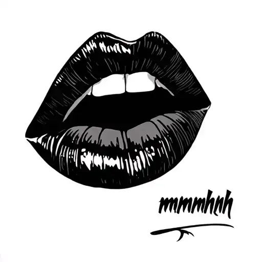 "mmmhhh" lips tattoo design idea