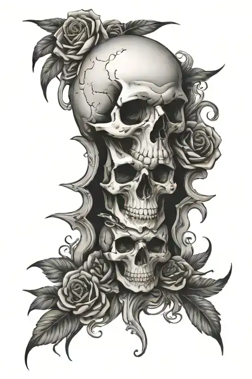 skull and Russian roulette  tattoo design idea