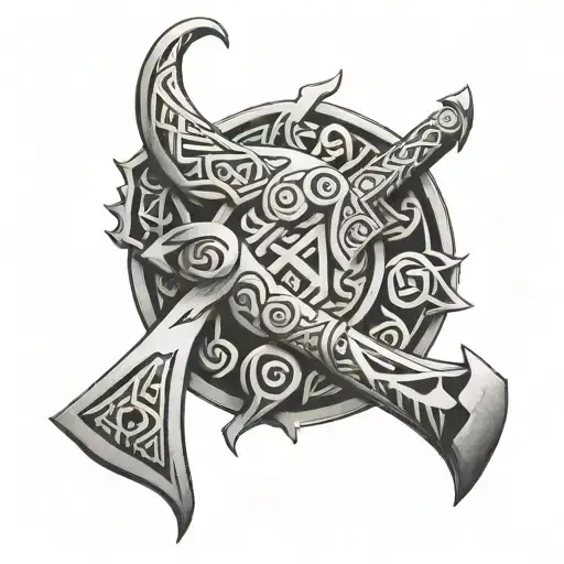 Viking, nordic, runes, upper arm, black/white tattoo design idea