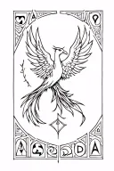 phoenix representing aquarius with viking protection runes tattoo design idea