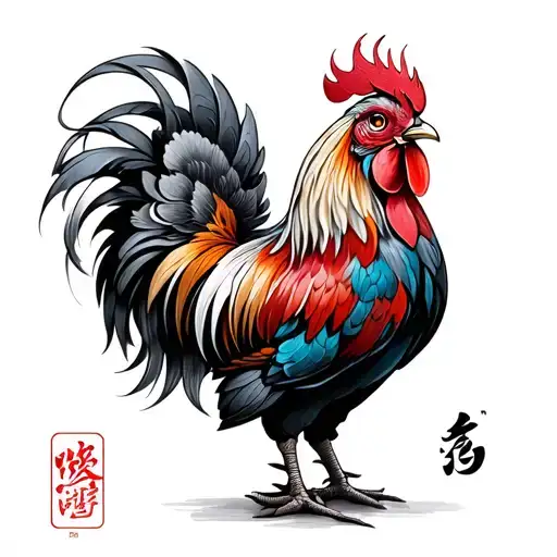 Chinese Rooster tattoo design idea