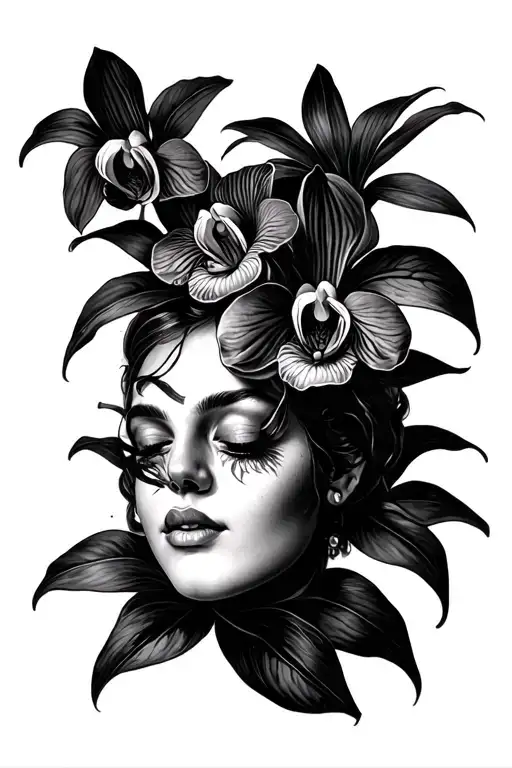 1973 corazon y orquidea tattoo design idea