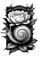 snail, peony, Aztec tattoo design idea