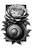 snail, peony, Aztec tattoo design idea