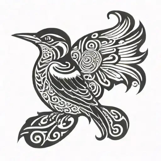 celtic knot woodpecker sitting tattoo design idea