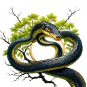 snake wrapping around tree of life intertwined tattoo design idea
