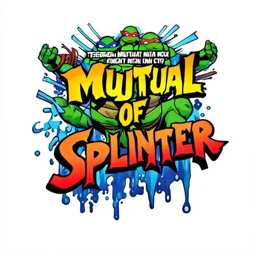 "Mutual of Splinter" Teenage Mutant Ninja Turtles Style Text tattoo design idea