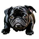 Black pug with hanger around neck fun tattoo design idea