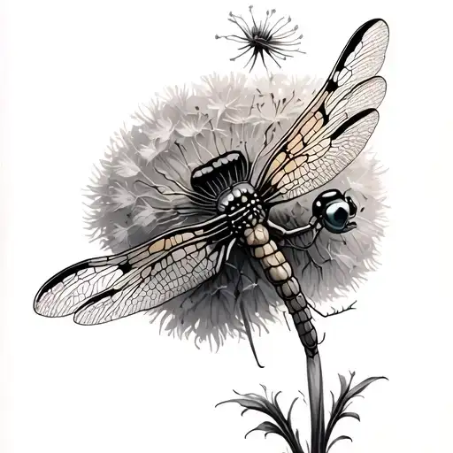 Dragonfly And Dandelion tattoo design idea
