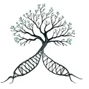 Tree with DNA strand-shaped branches symbolizing life tattoo design idea