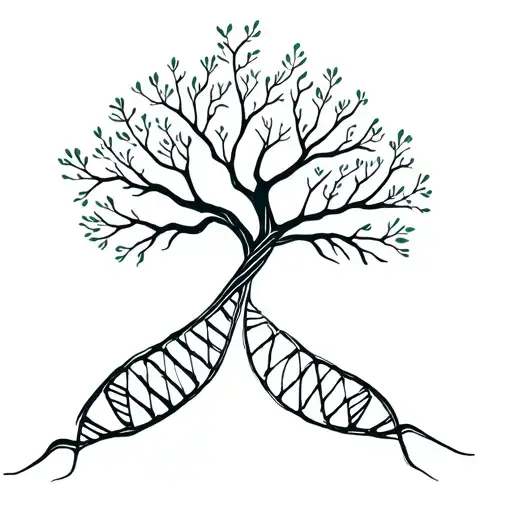 Tree with DNA strand-shaped branches symbolizing life tattoo design idea