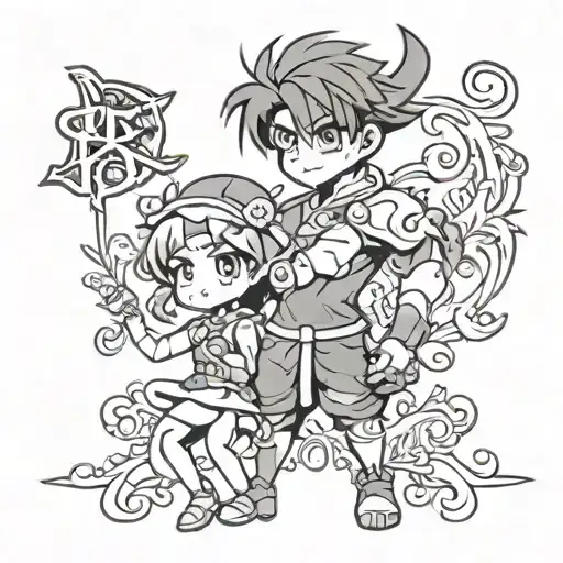 brother and sister name raman tattoo design idea