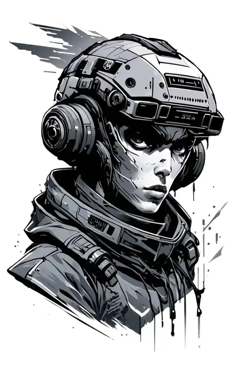 Cyberpunk Edgerunner with logo small tattoo design idea