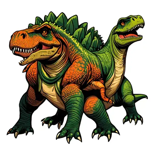 dinosaure rugby players tattoo design idea