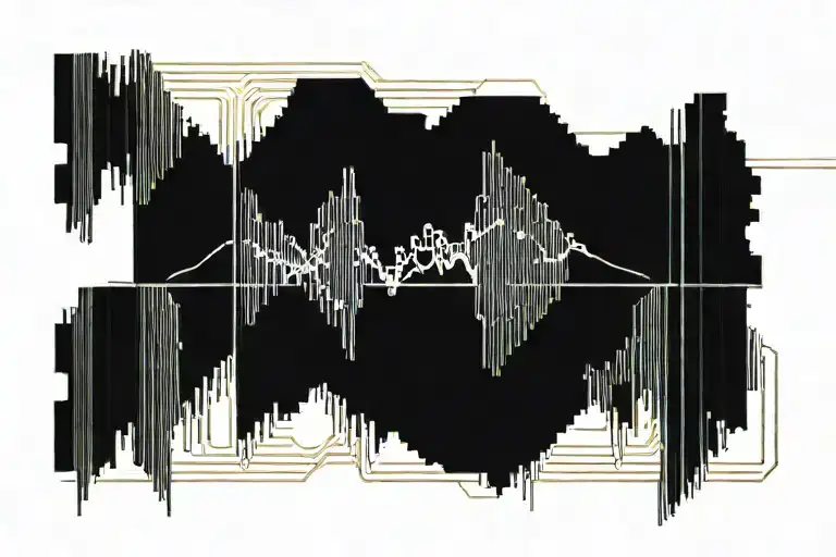 sound wave over an electronic circuit board design tattoo design idea