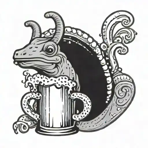 Slug drinking beer where it says beer blegh tattoo design idea