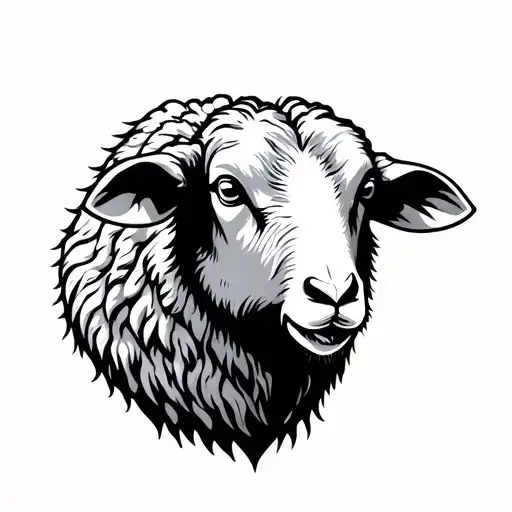 agressive sheep head tattoo design idea