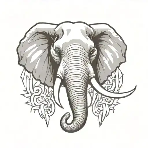 angry elephant head tattoo design idea