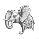 angry elephant head tattoo design idea