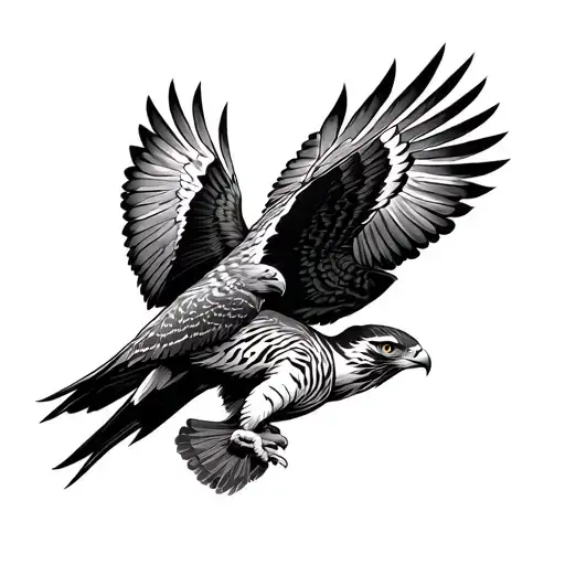 peregrine falcon tiger fighting tattoo design idea