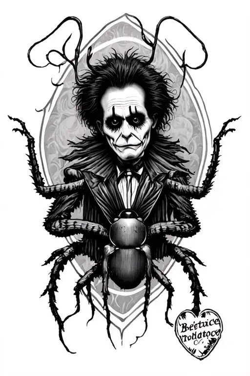 beetlejuice tim burton arm sleeve tattoo design idea