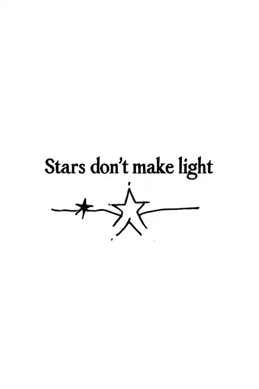 "Stars don’t make light" small star at the end of 'light' tattoo design idea