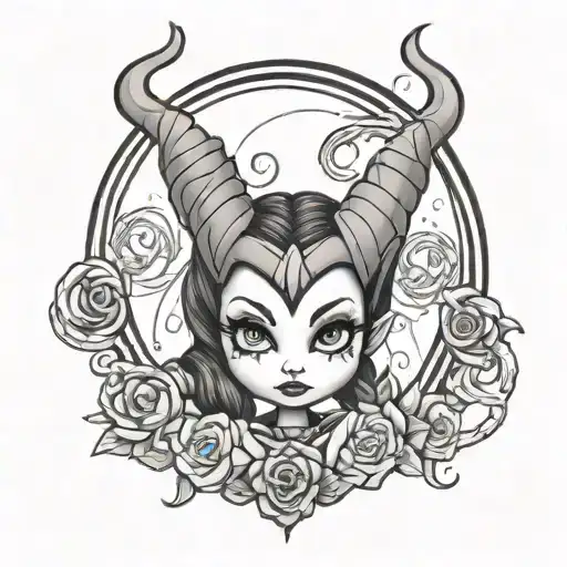maleficent and medusa cute chibi tattoo tattoo design idea