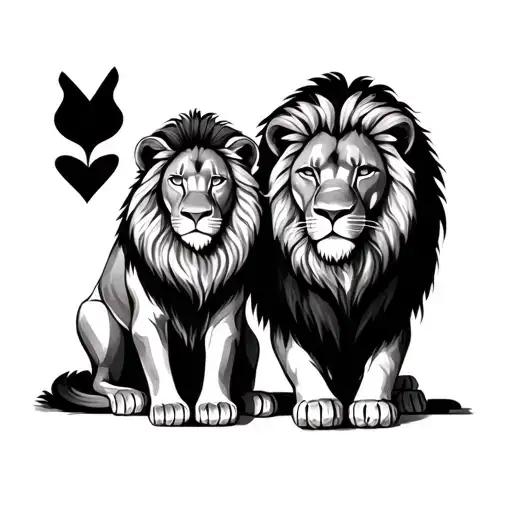 lion and his lioness queen sitting tattoo design idea