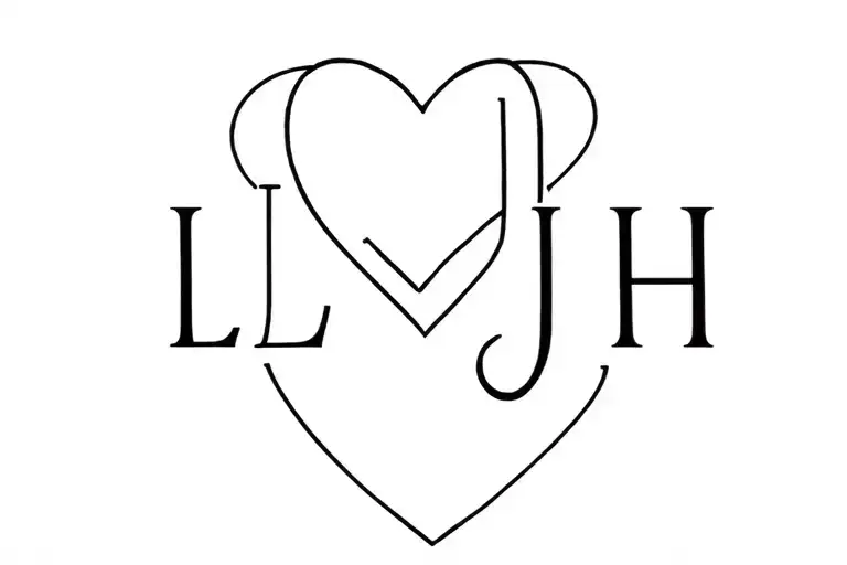 LH initial IH initial JH initial with heart  tattoo design idea