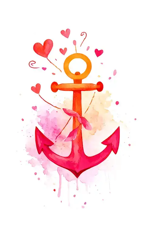 anchor with hearts blowing off like a dandelion blowing tattoo design idea