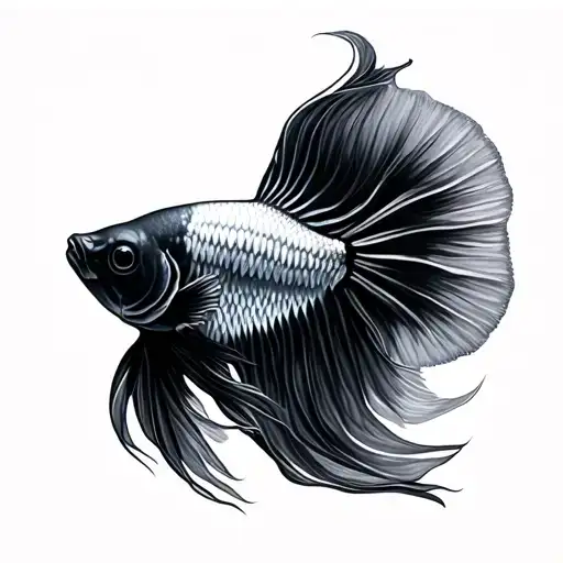 siamese betta fish swimming tattoo design idea