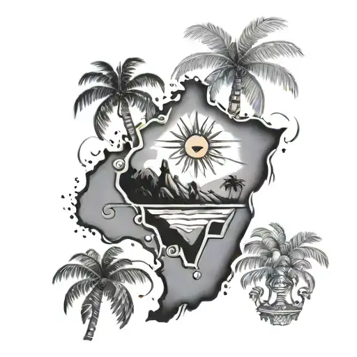 El Salvador and Dominican Republic country outline tattoo design idea
