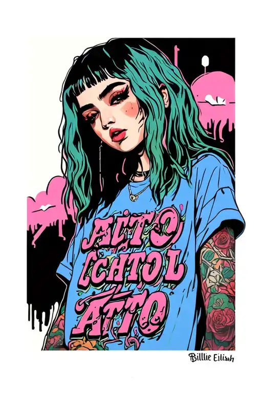 Billie Eilish lyrics incorporated tattoo design idea