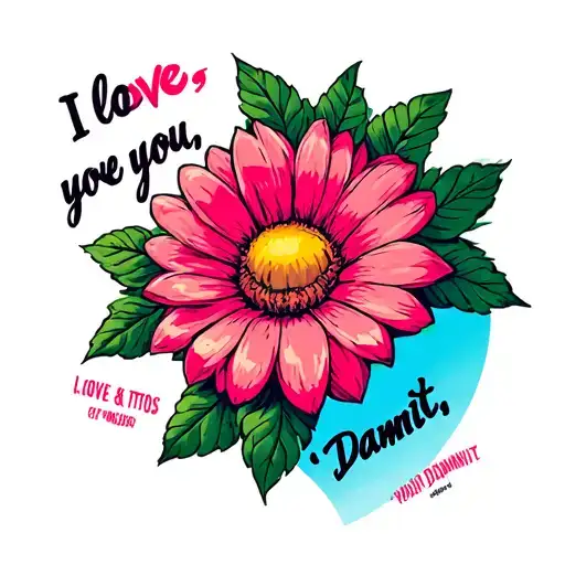 "I love you, Damnit" Scooby doo flower tattoo design idea