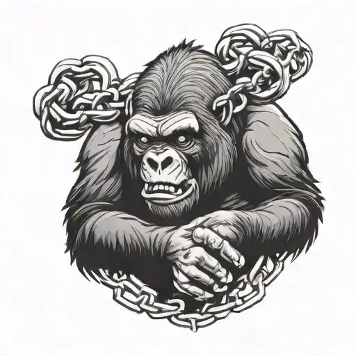 Honey Badger Angry Gorilla with chain tattoo design idea