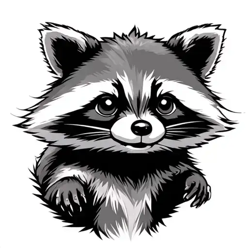 baby rocket raccoon outline tattoo design idea