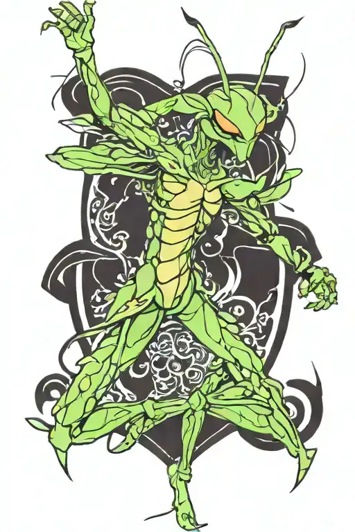 mantis dancing tattoo design idea