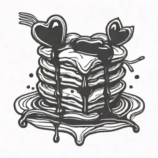 3 heart shaped pancakes stacked in eachother tattoo design idea