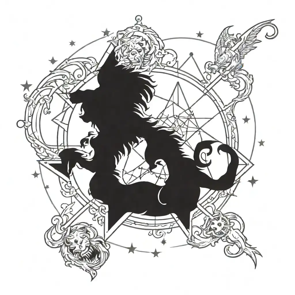 Leo horrorscope design with simple astrological sketch and easy cool shade to it 

 tattoo design idea