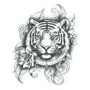 Tiger, anchor, compass, cardinal feather, gladiolus, pit bull paw print  tattoo design idea