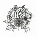 Tiger, anchor, compass, cardinal feather, gladiolus, pit bull paw print  tattoo design idea