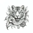 Tiger, anchor, compass, cardinal feather, gladiolus, pit bull paw print  tattoo design idea