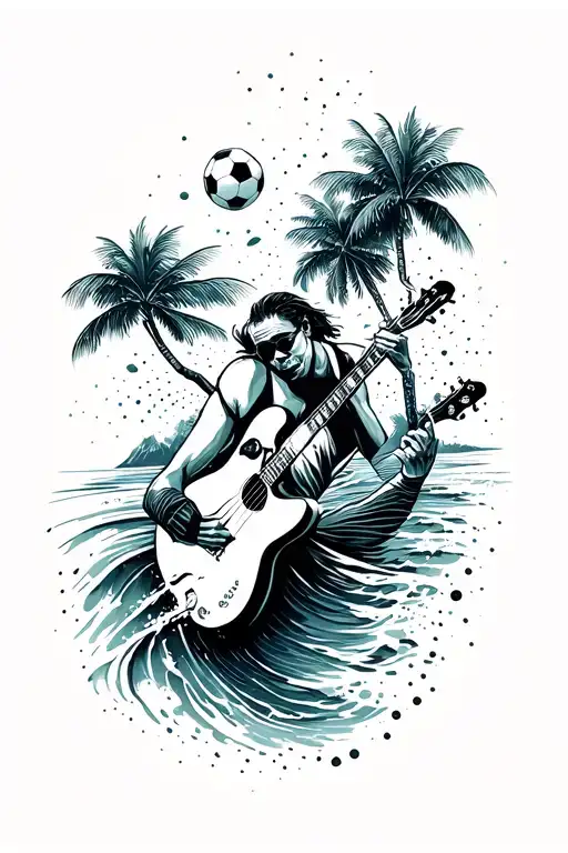 ocean, surfing, dentist, guitar, music, photographer, travel, pickleball, soccer, freedive, philippines, fine lines dots tattoo design idea