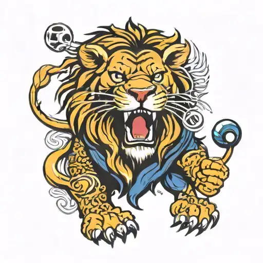 Fitzroy football club and Brisbane lion roaring tattoo design idea